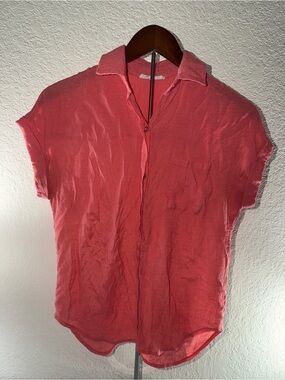Lily Star Coral Short-Sleeve Button-Up Shirt